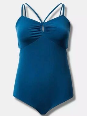 Torrid Studio Knit Sweetheart Strappy Cut Out Bodysuit – Legion Blue – 6 NWT